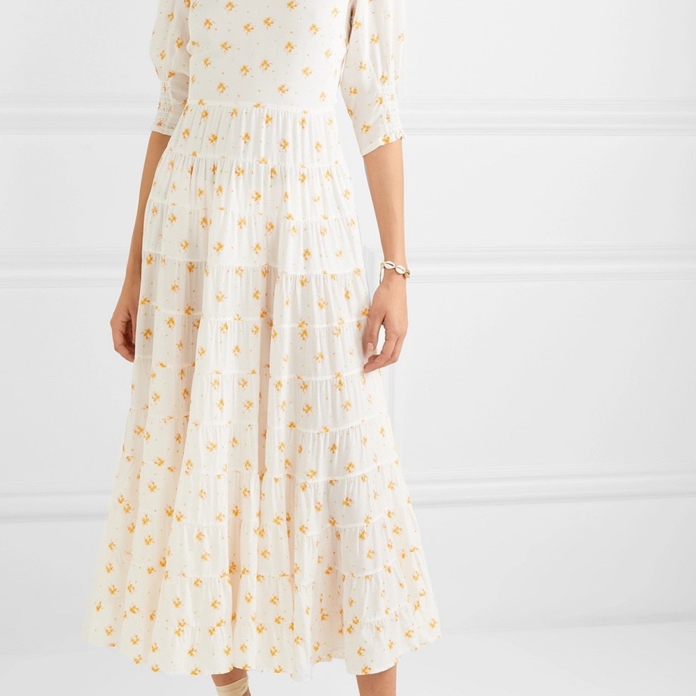 NWT Rixo Agyness Tiered Floral Print Maxi Dress